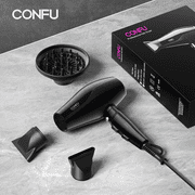 CONFU Ionic Ceramic Hair Dryer, with Diffuser & 2 Concentrator, Black