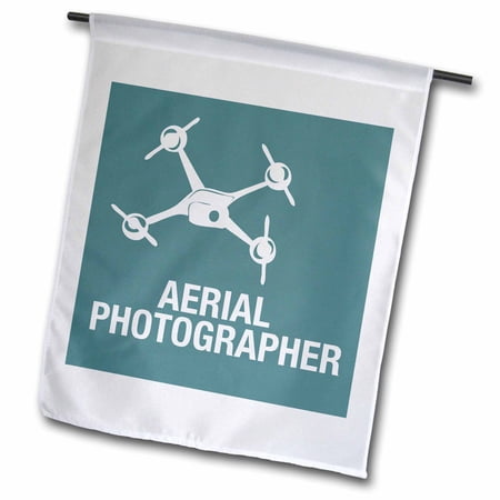 Blue Drone with Aerial Photographer words 12 x 18 inch Garden Flag fl-179922-1