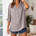 thumbnail image 2 of Paguaki Womens Tops V Neck Mid Length Sleeve Top Summer Top for Women Dressy Casual Solid Color Casual Blouse Shirt Top, 2 of 7