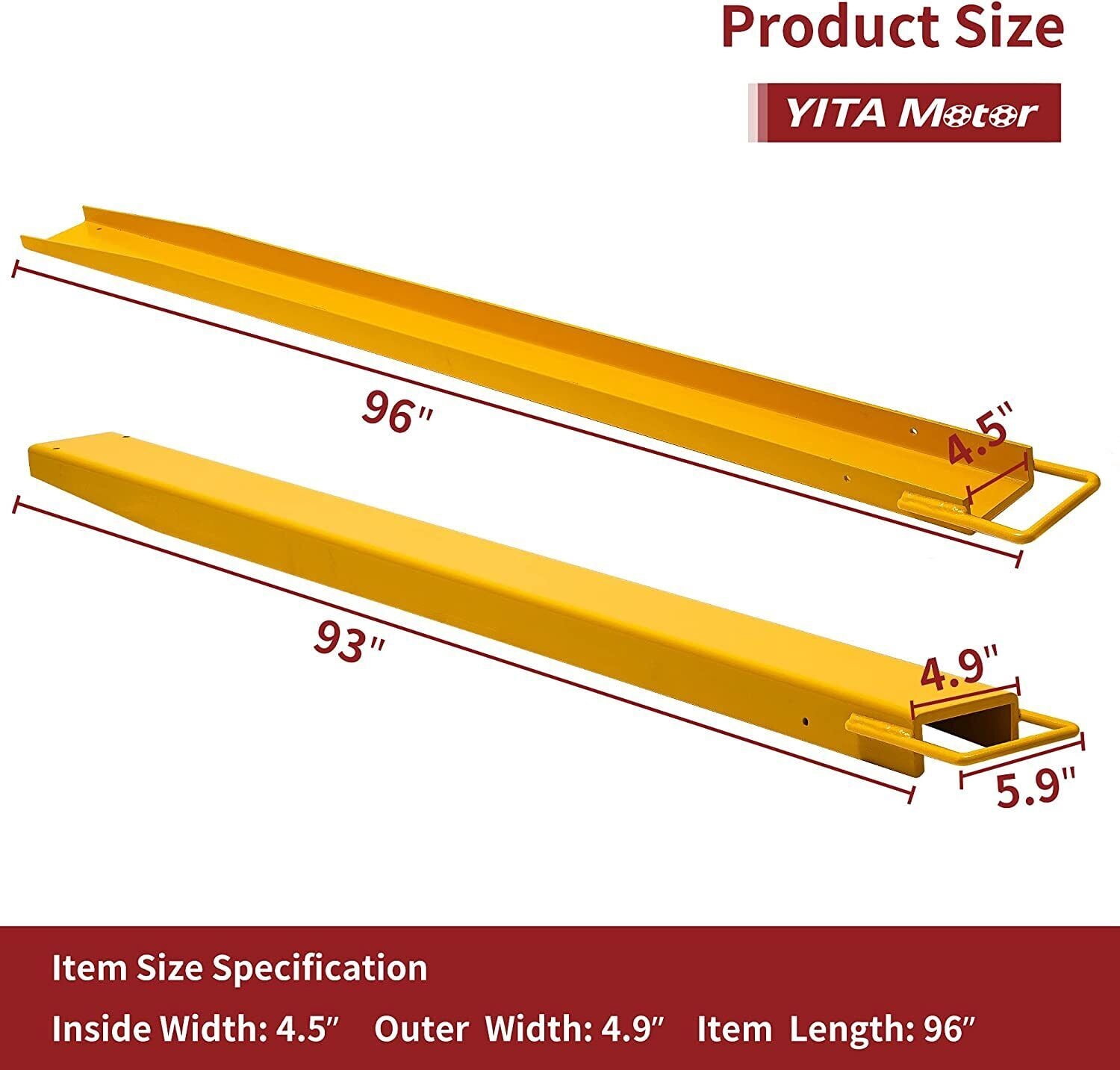 RVNI 2X 96" 4.5" Wide Pallet Forks Forklift Extension High Tensile for Skid Steer  Truck Tractor Attachments
