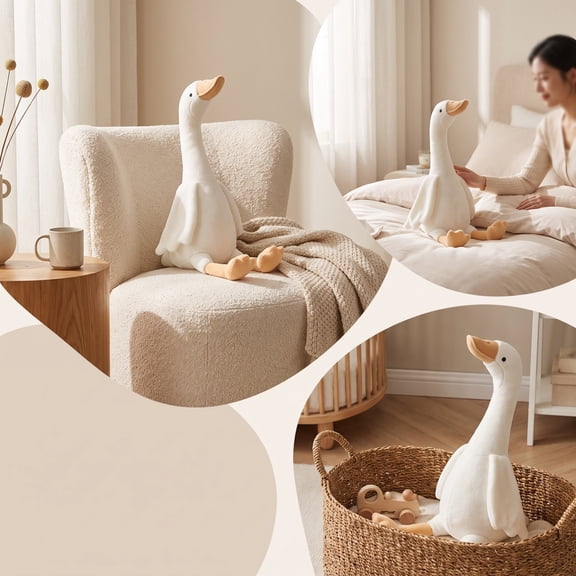 Soft White Long Neck Goose Plush Pillow Toy, Cuddly Plushie Doll with Realistic Design and Premium Soft Fabric, Decorative Stuffed Animal Figure for Sofa, Bedroom, Living Room, Nursery and Home
