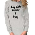 thumbnail image 3 of Keep Calm Tomorrow is Friday Weekend Women Plus Size Long Sleeve Graphic Tee Brisco Brands 3X, 3 of 5