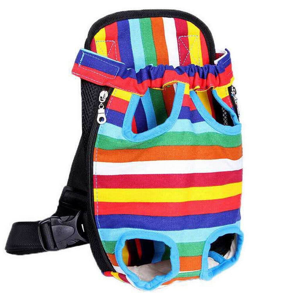 Fron Pouch Dog Carrier, Wide Straps with Shoulder Pads, Adjustable and Legs Out Pet Backpack Carrier(Colorful/M)