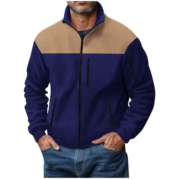 pstuiky camisas de manga larga para hombre, Camisa de manga larga con cuello alto, botones y bolsillos laterales para hombre Tops de talla grande para hombre xl