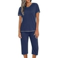 thumbnail image 2 of Lixiuxyad Pajamas Women's Two Piece Home Wear V Neck Top Shorts Pajamas Set, 2 of 5