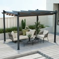 thumbnail image 2 of Gymax 10x12ft Outdoor Aluminum Retractable Pergola Canopy Shelter Grape Trellis Brown, 2 of 10
