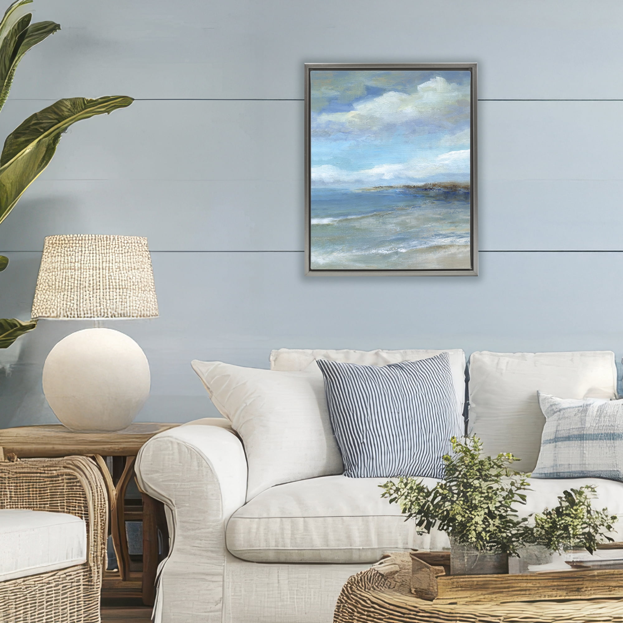 Stupell Industries Shore's Calm Breeze Gray Framed Floater Canvas Wall Art, design by Carol Robinson