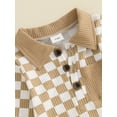 thumbnail image 6 of Suealasg Infant Boy Full Length Jumpsuit Baby Boy Clothes Long Sleeve Checkerboard Print Rompers Bodysuits 3 6 9 12 18 Months Newborn Fall Coming Home Outfits, 6 of 7