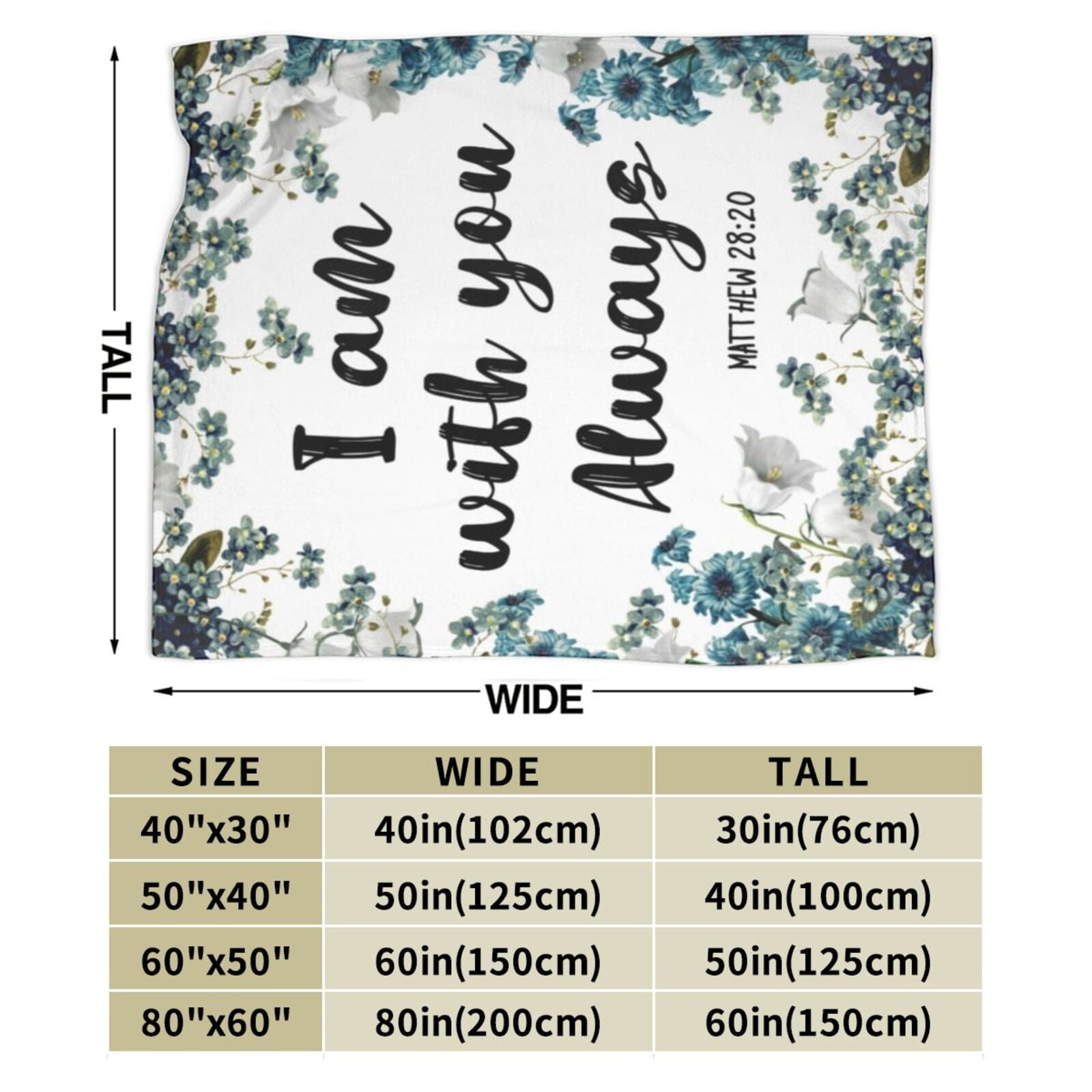 Wijzvio I Am With You Always Throw Blanket Soft Fuzzy Fleece Blanket For Couch Bed Living Room Decoration 50"X40"