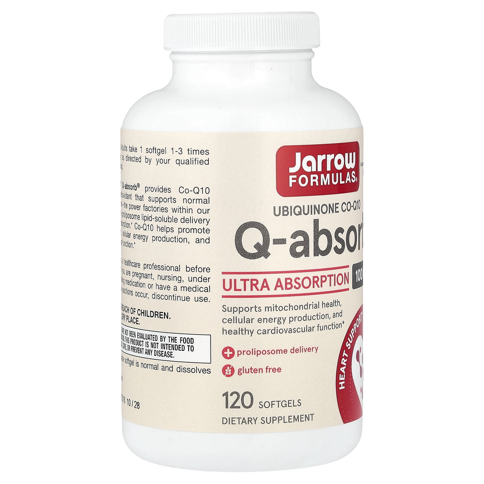 Jarrow Formulas Q-Absorb Co-Q10, Supports Heart Function, 100 mg, 120 Softgels