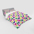 thumbnail image 3 of Modern Duvet Cover Set, Rainbow Colorful Butterfly Romantic Kids Children Artwork, Bedding Set with Shams and Fitted Sheet, 3 Sizes, by Ambesonne, 3 of 3