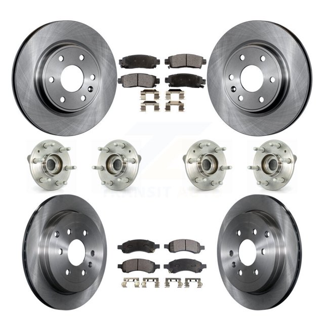 Transit Auto Front Rear Hub Bearings Assembly Disc Brake Rotors and Ceramic Pads Kit (10Pc) for Car GMC Acadia Buick Enclave Chevrolet Traverse Saturn Outlook Limited - Left Right Side KBB-116263