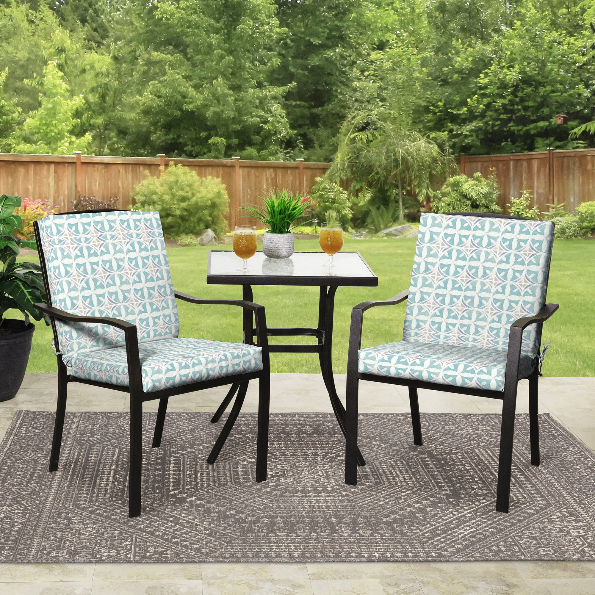 Mainstays 37"L x 19.5"W Sand Dollar Geo 1 Piece Rectangle Outdoor Chair Cushion