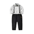 thumbnail image 2 of VERUGU Toddler Boy Outfits Newborn Infant Clothes Winter Long Sleeve Solid Tops with Bow Tie Suspender Trousers Gentleman Clothes Two-Piece Set, 2 of 8