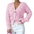 thumbnail image 1 of Cárdigan de Punto Grueso con Lazo para Mujer, Abierto Al Frente, , de Larga, con Botones, para Invierno. Rosa S, 1 of 10