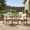 Brown, variant on Set of 4 Outdoor Dining Chairs with Curved Acacia Wood Arms and Cream Cushions
