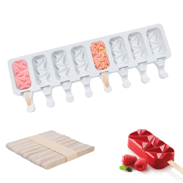 Moldes De Paletas De Silicona Sin Bpa Para Niños, Moldes De Paletas De Hielo De Silicona Rómbica De 8 Cavidades, Molde De Helado Multiusos Para Postre Diy Yuarrent HA036411-00