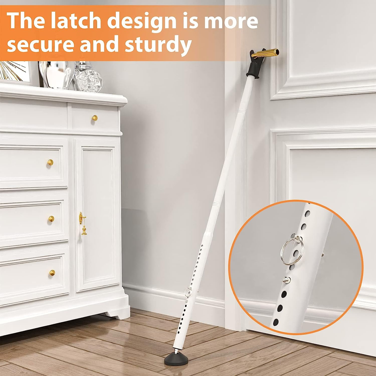 IHOMEPARK White Patio Sliding Door Security Bar for Home Apartment, 19 to 52 Inch Adjustable, 2 in 1 Door Stoppers Barricade Security Bar (2 Packs)