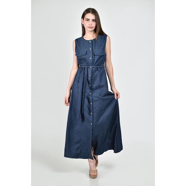 Vestido midi con bolsillos Roman Fashion /Juvenil, 01652 (Azul dark) azul oscuro M