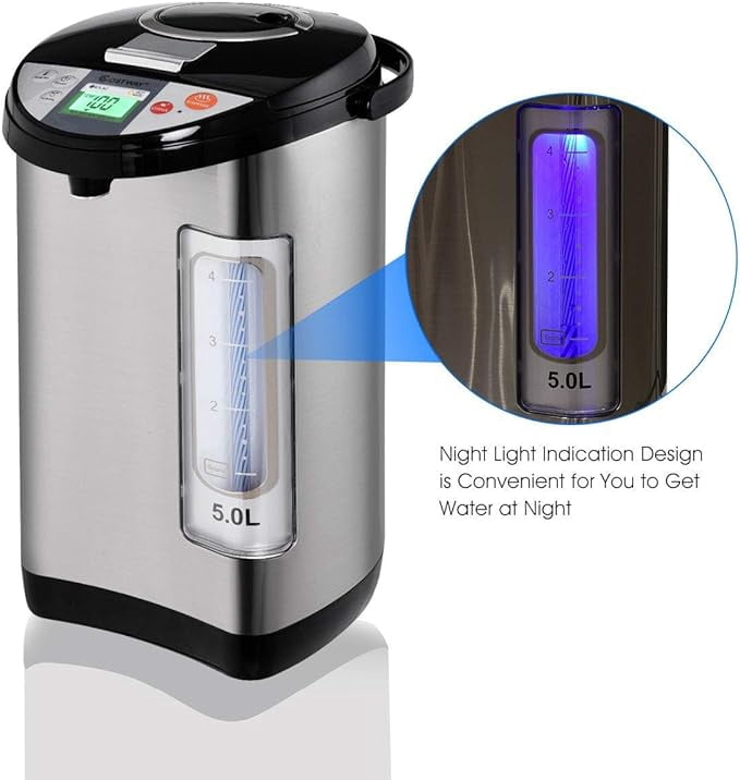 Water Boiler and Warmer, 5.8L Stainless Steel Electric Hot Water Pot with 3 Modes, Electric Hot Pot Kettle Hot Water Dispenser, Electric Thermos for Coffee & Tea, Black