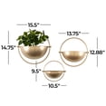 thumbnail image 4 of DecMode 15", 13", 10"H Round Gold Metal Geometric Wall Planter (3 Count), 4 of 15