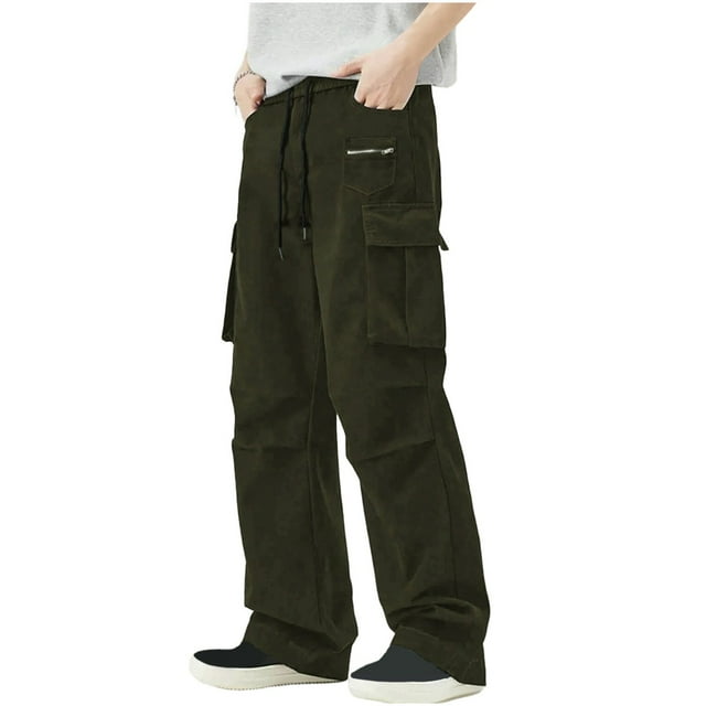 Weiqiqre Mens Work Pants Workout Joggers Stretch Sweatpants Hiking Drawstring Tactical Pants with Multi Pockets,Size L