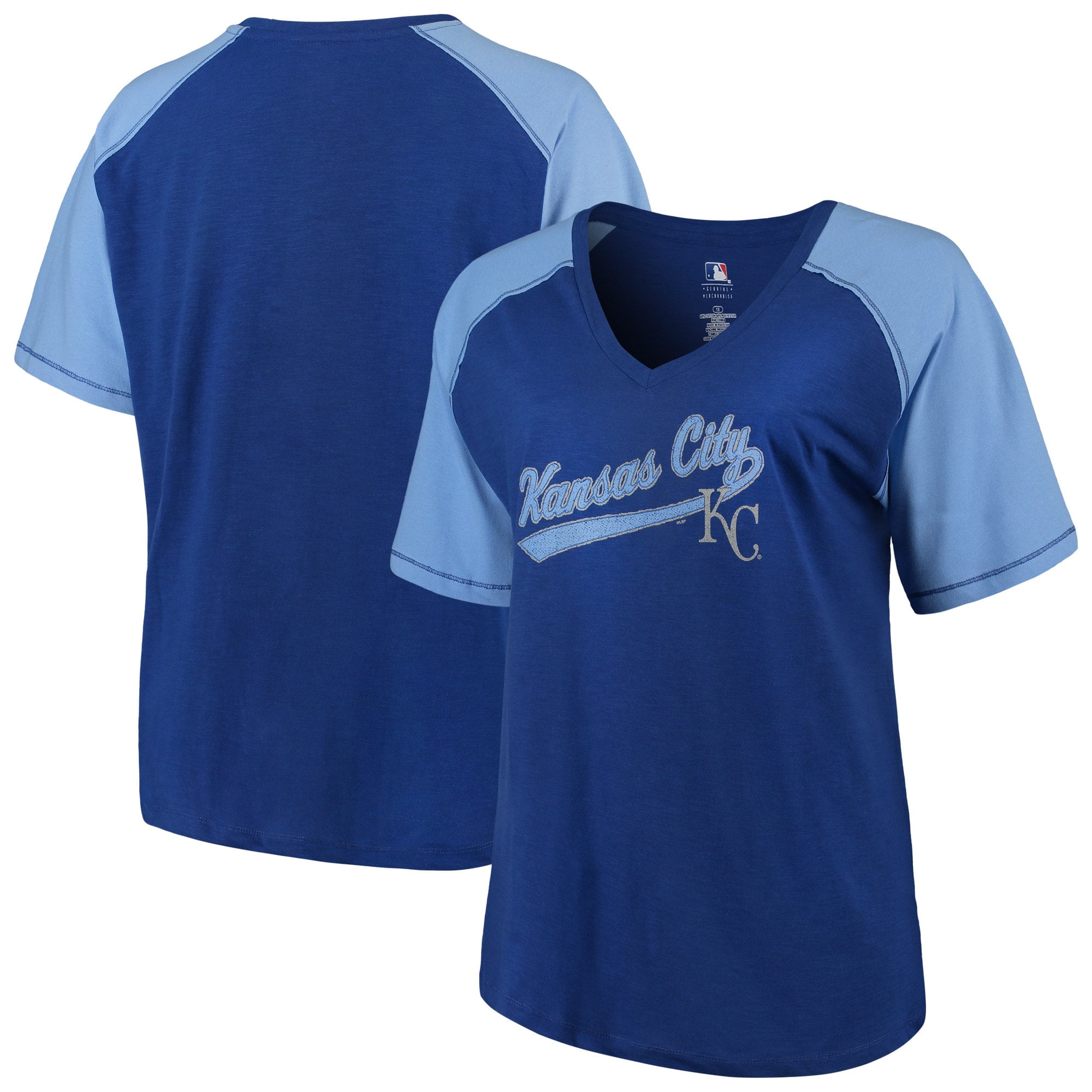 Women's Majestic Royal/Light Blue Kansas City Royals Plus Size High 