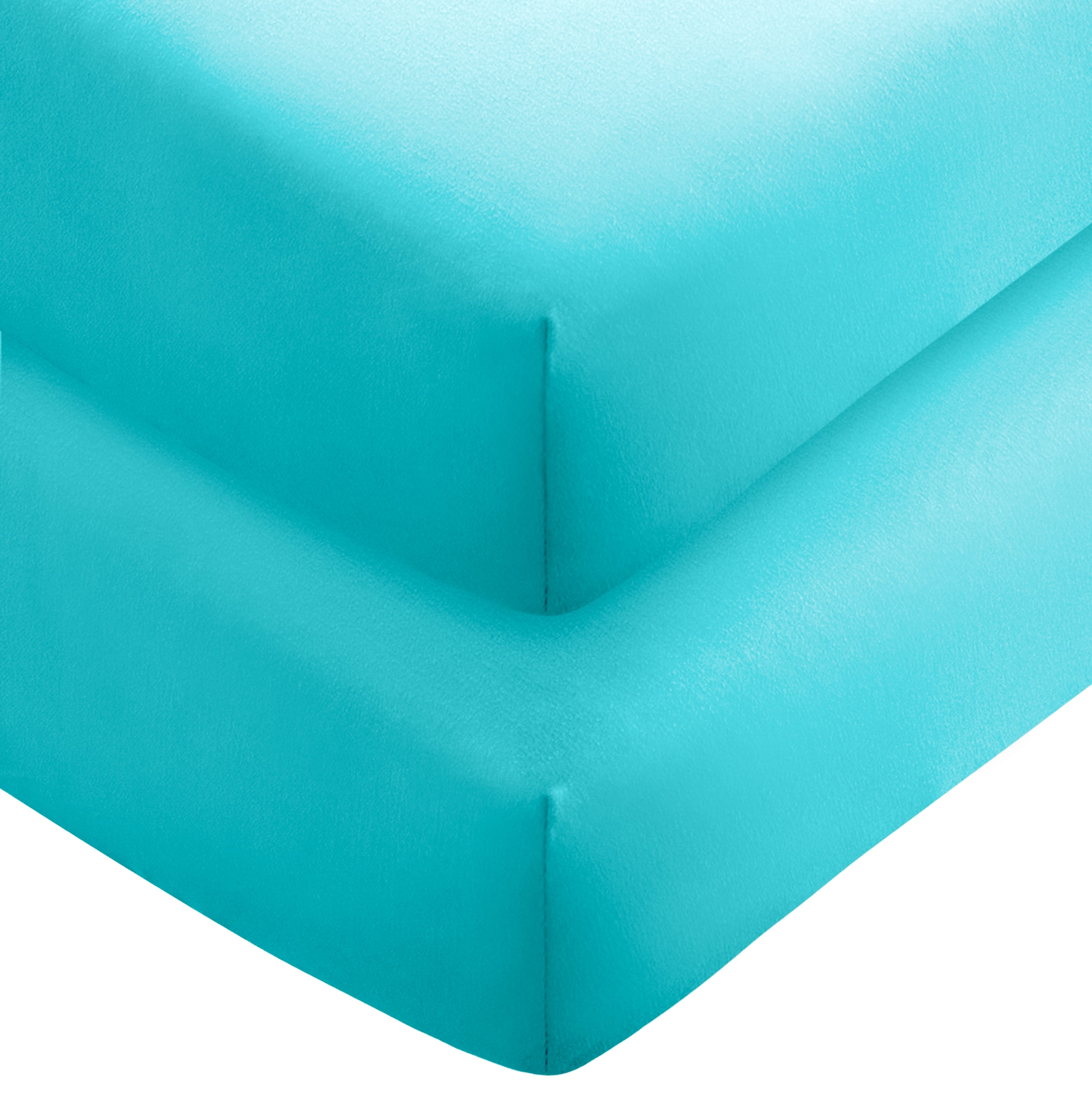 2 Split King Fitted Bed Sheets (2-Pack) - 15" Deep Pocket, 39" x 80"(Split King, Aqua)