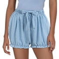 thumbnail image 4 of GEWSEY Women Gingham Boy Drewstring Shorts Smocked Plaid Bloomers Cute Frill Ruffle Sexy Micro Shorts Bottoms Y2k Pettipants (Blue, M), 4 of 9
