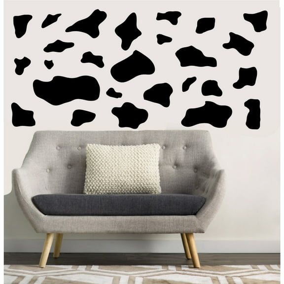 Black Cow Print Pattern Wall Stickers Decals Presto Chango Decor Animal Print Peel and Stick Western Cowboy Wall Décor
