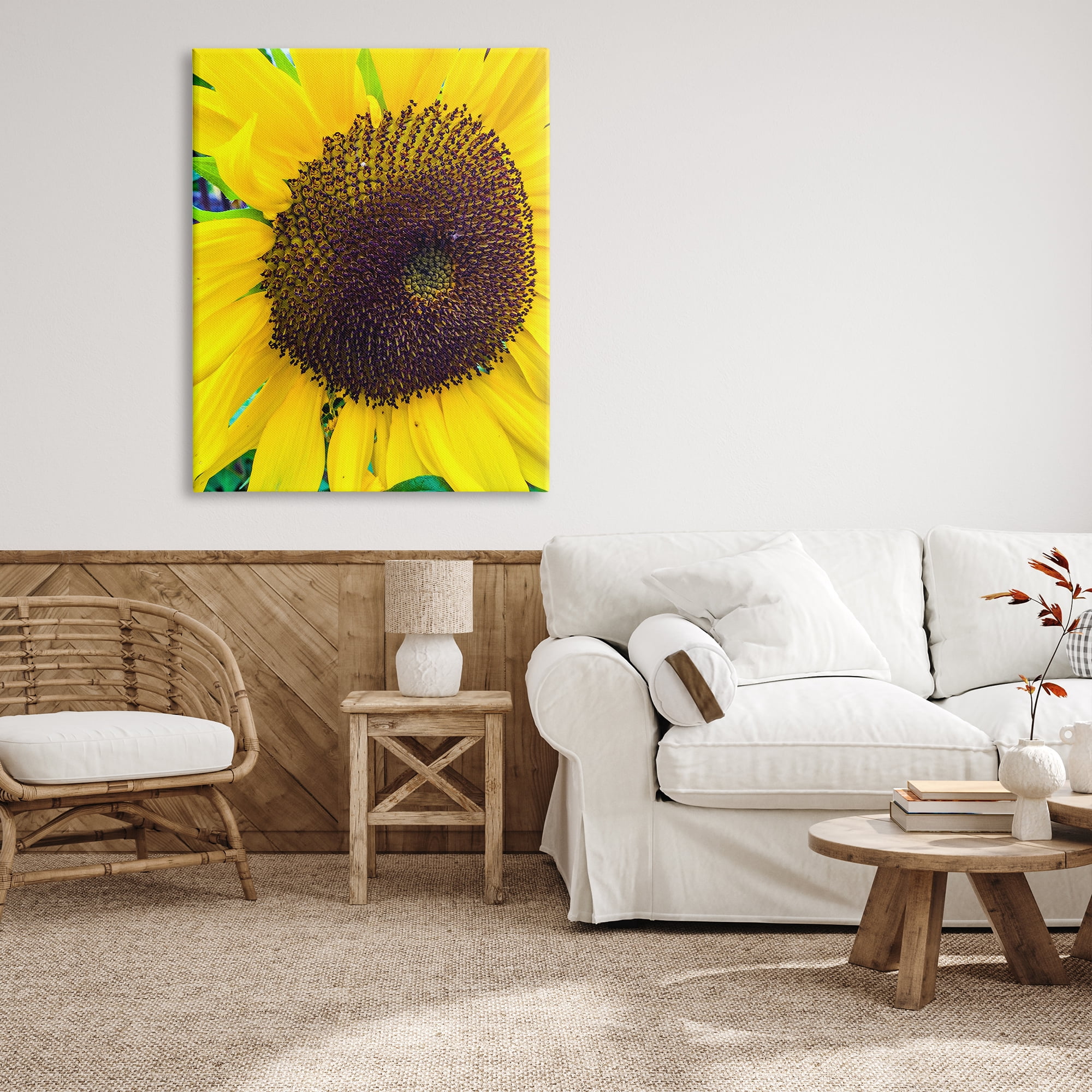 Stupell Industries Close Up Yellow Sunflower Florets Botanical Nature Photograph Gallery Wrapped Canvas Print Wall Art, Design by Heidi Bannon