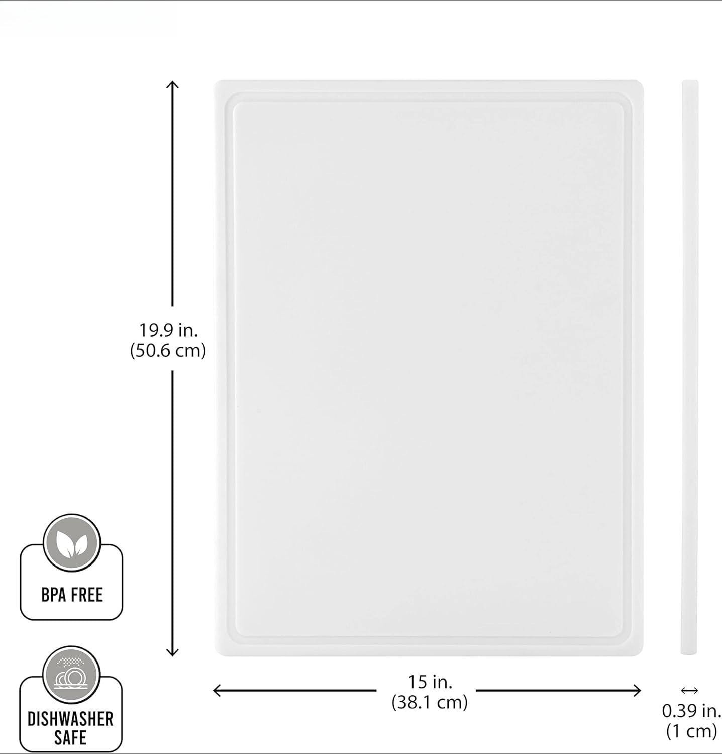 Extra large plastic cutting board, dishwasher-safe, with juice groove, non-slip surface, durable