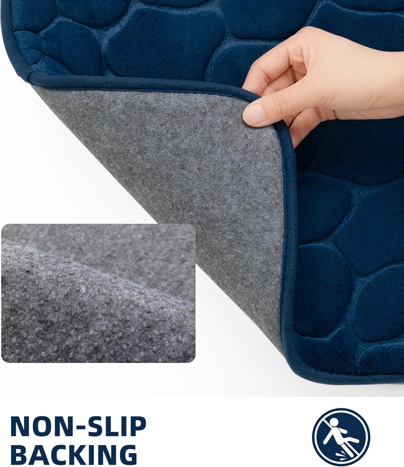 Memory Foam Bath Mat – Super Soft Absorbent Bathroom Rug, Non-Slip Quick Dry Floor Mat, Cobblestone Design, Washable Bath Mat for Bathroom, Bedroom, Toilet