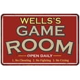 thumbnail image 1 of WELLS'S Game Room Sign Vintage Look 8 x 12 Matte Finish Metal 108120001483, 1 of 1