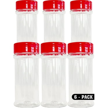 Dubble O 8.4 oz Clear Plastic Spice Jars with Shaker Lids and Labels, 6-Count