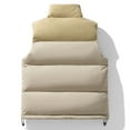 thumbnail image 5 of Men's Thickened Colorblock Full Zip Vest Fall Winter Warm Lightweight Stand Collar Sleeveless Vest for Outdoor Activities Gift,Khaki,XL, 5 of 9