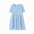 thumbnail image 2 of NIEWTR Robe d'Été Unie pour Filles Manches Bouffantes Taille Ajustée Robe Trapèze (Bu2, 7-8 Ans), 2 of 4