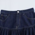 thumbnail image 4 of HH TRAF Falda corta plisada ancha de verano para mujer, falda vaquera de estilo callejero con bolsillos y botones de cintura alta a la moda para mujer, 4 of 4
