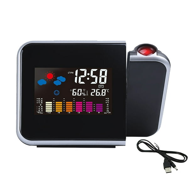 Projection Alarm Clock With Weather Station Thermometer Date Display