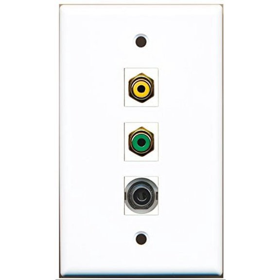 RiteAV - 1 Port RCA Yellow and 1 Port RCA Green and 1 Port 3.5mm Wall Plate