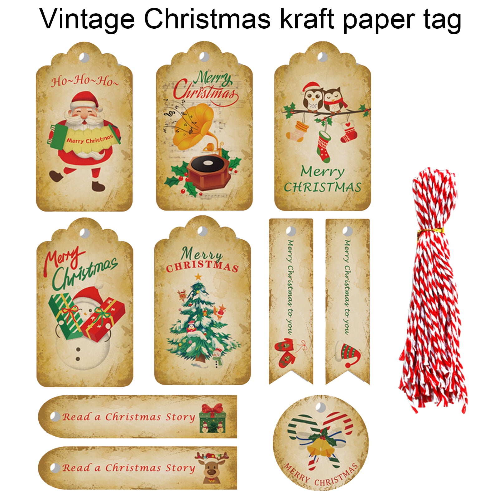50pcs Christmas Cake Wedding Party Paper Favor Gift Card Label Tags 10 Designs 
