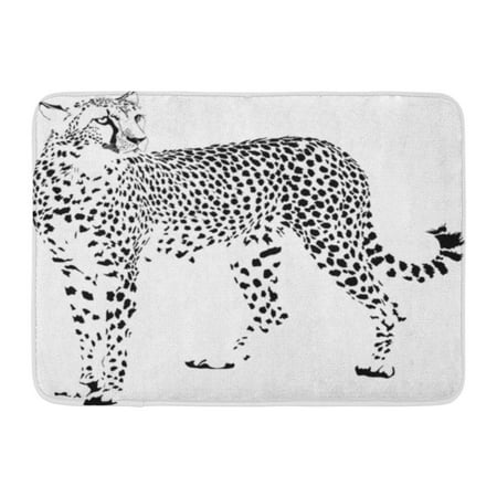 Godpok Africa Silhouette Of Black And White Stationary Cheetah Acinonyx African Rug Doormat Bath Mat 23 6x15 7 Inch