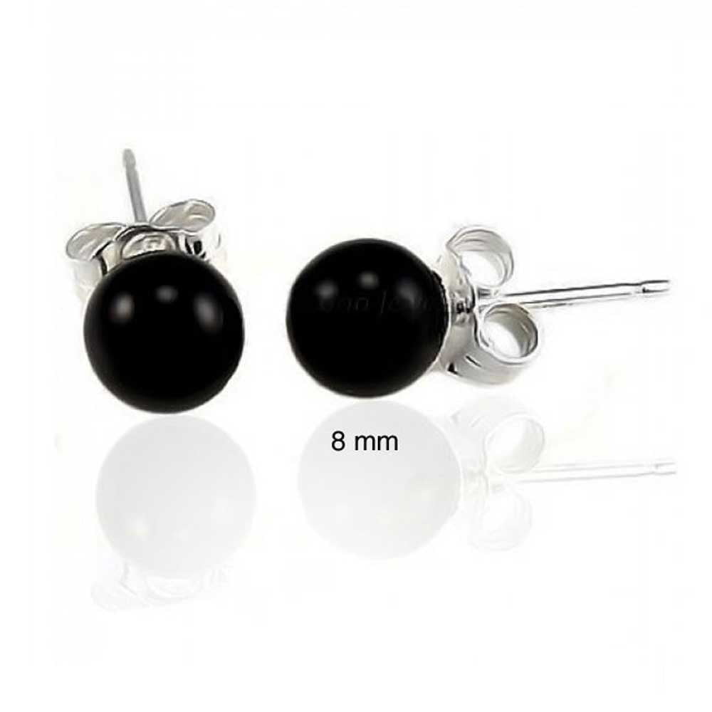 Bling Jewelry - Simple 8MM Gemstone Round Ball Stud Earrings For Women For Teen 925 Sterling Silver 9 Birthstone More Colors