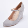 thumbnail image 3 of Dellytop Womens Mary Jane Pumps Ankle Strap High Heel Round Toe Wedge Shoes, 3 of 6