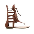 thumbnail image 2 of Liliana AVIS-4 Women's Flat Lace Up 3 Layers Fringe Flip Flop Gladiator Sandal, 2 of 6