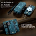 thumbnail image 6 of CaseMe Leather Case for iPhone 17,2 in 1 Detachable Wallet Case with 8-Card Holder Zipper Bills Slot,Magnetic Shockproof Flip Leather Cover Zipper Pocket Phone Cases,Blue,For iPhone 17, 6 of 11