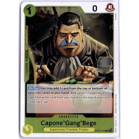 Bandai One Piece Card Game Capone Gang Bege English 2024 Trading Card