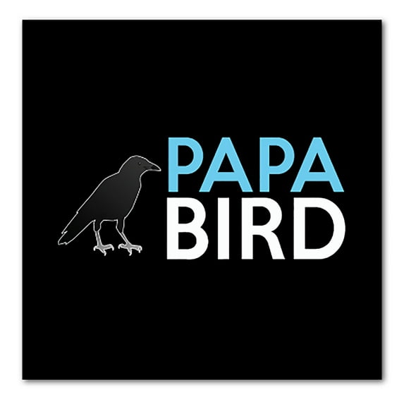 DistinctInk Custom Bumper Sticker - 3" x 3" Decorative Decal - Black Background - Papa Bird