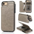 thumbnail image 1 of Funda tipo cartera para iPhone SE 2022/SE 2020/iPhone 8/iPhone 7 con tarjetero, diseño de mandala en relieve, de piel sintética, con función atril, ranuras para tarjetas, fina, para iPhone 7/8/SE, 1 of 8