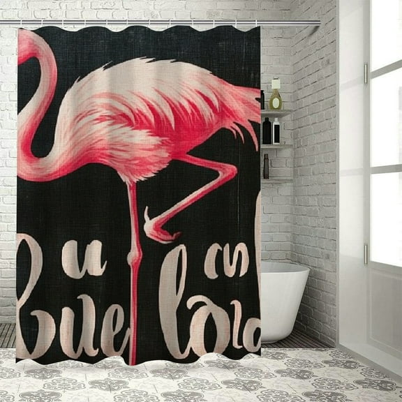 Patifu Flamingo Chic Modern Bathroom Decor Shower Curtain 100% Polyester Washable with Hooks 36"x72